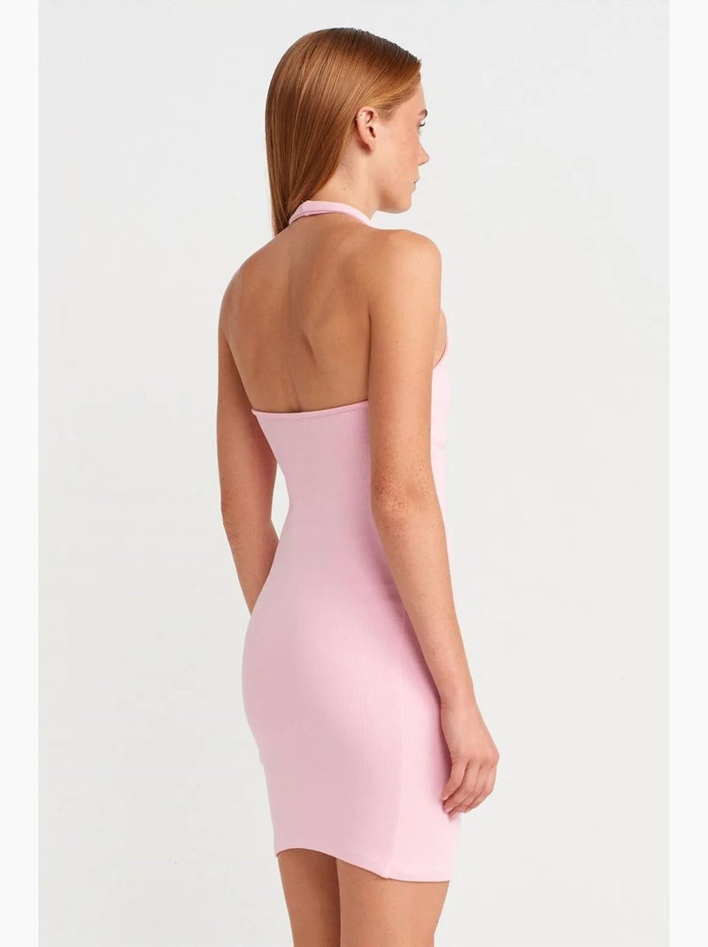 Vestido mini justo canelado dilvin Rosa-claro - Kiabi