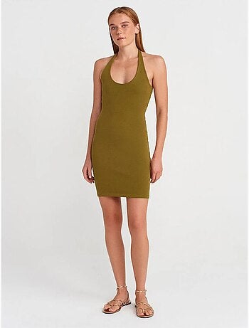Vestido mini justo canelado dilvin