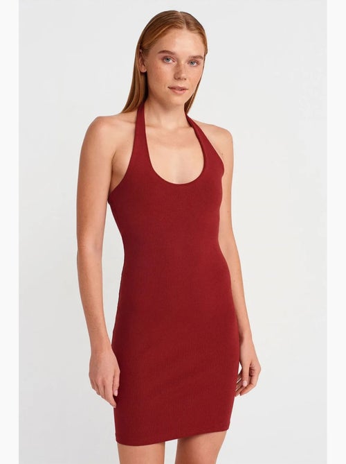 Vestido mini justo canelado dilvin - Kiabi Vestido mini justo canelado dilvin - Kiabi