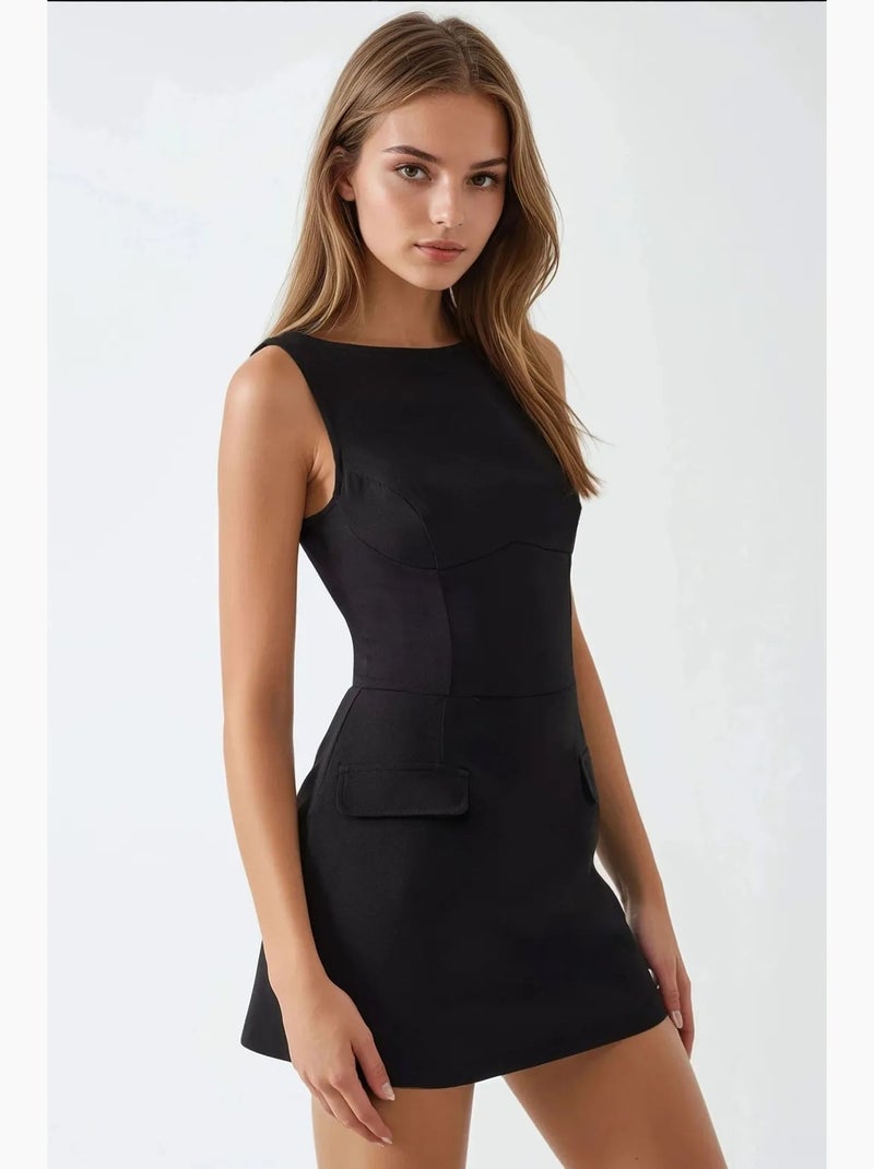 Vestido mini justo com calções hiccup Preto - Kiabi