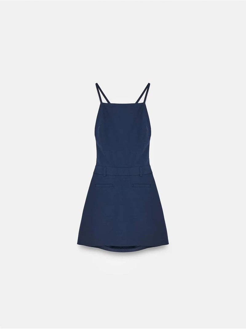 Vestido mini justo com decote quadrado e detalhe cut-out dilvin Azul-marinho - Kiabi