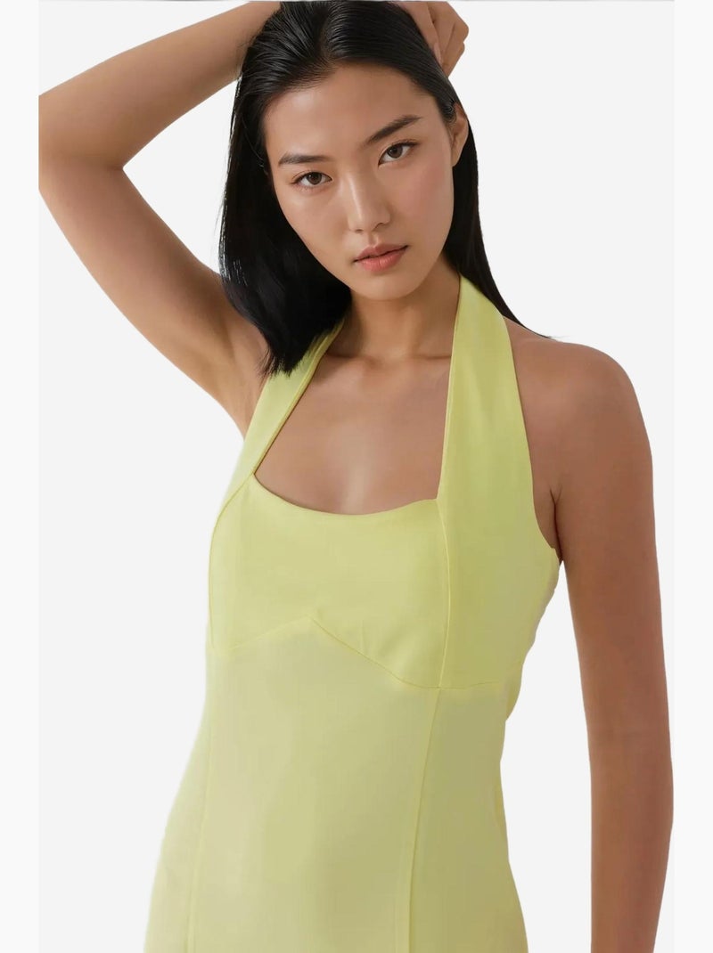 Vestido mini justo com decote quadrado hiccup Amarelo-limão - Kiabi