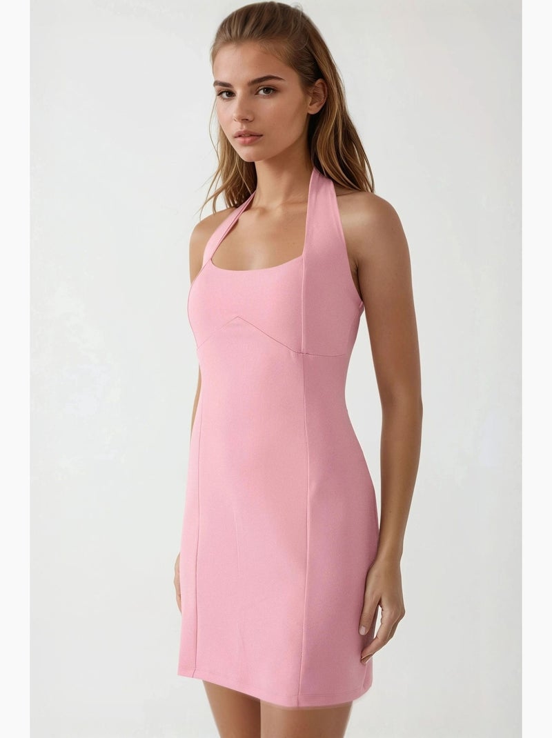Vestido mini justo com decote quadrado hiccup Rosa - Kiabi