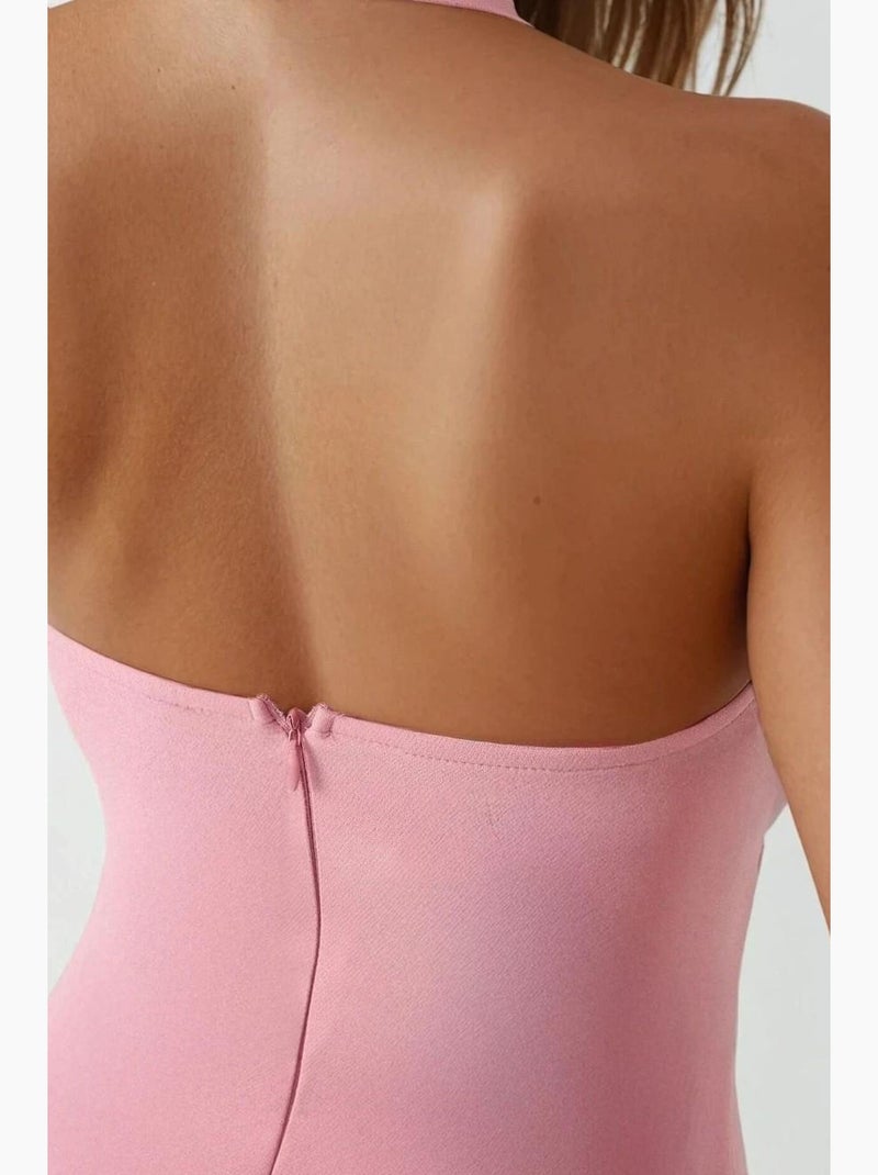 Vestido mini justo com decote quadrado hiccup Rosa - Kiabi