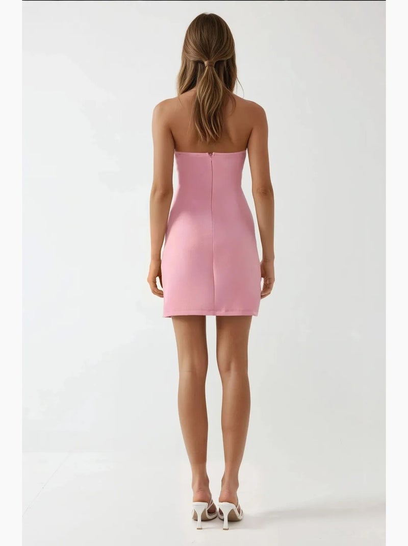 Vestido mini justo com decote quadrado hiccup Rosa - Kiabi