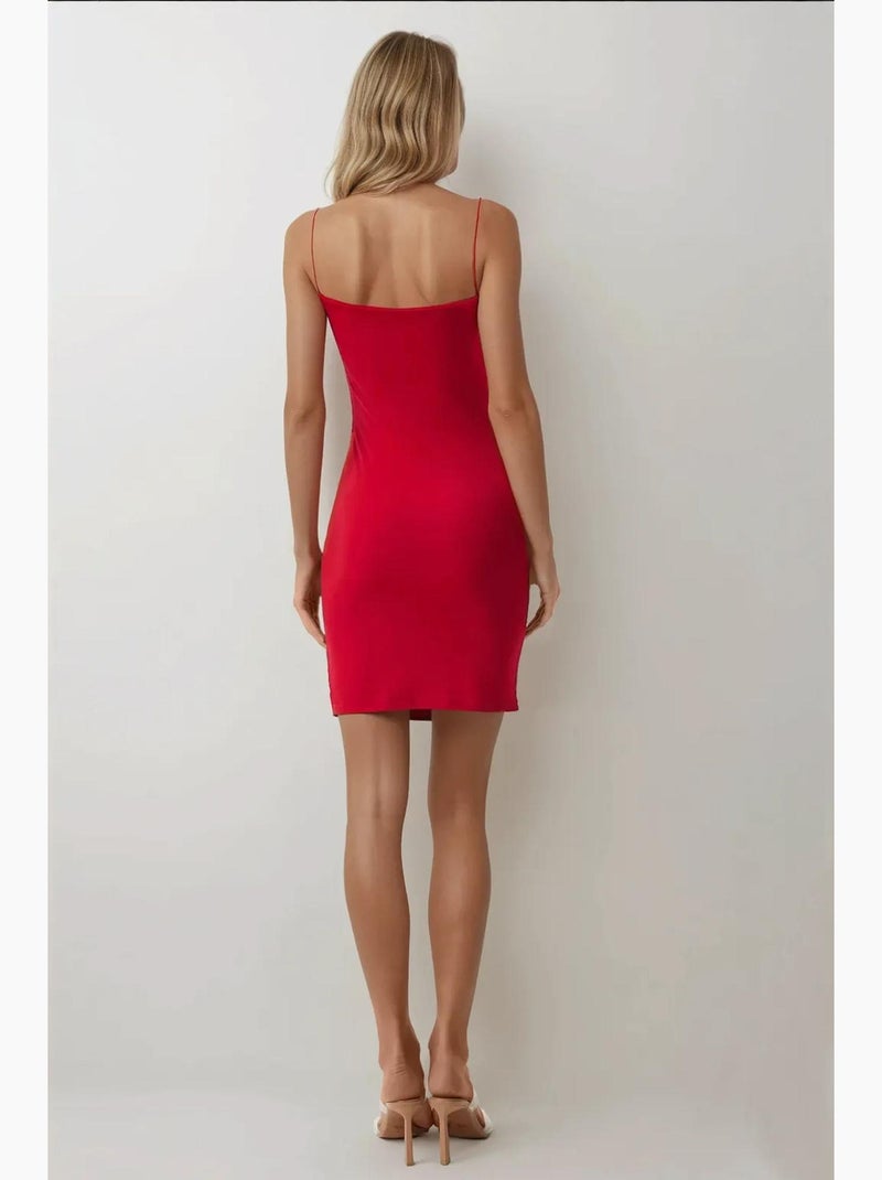 Vestido mini justo com decote quadrado hiccup Vermelho - Kiabi