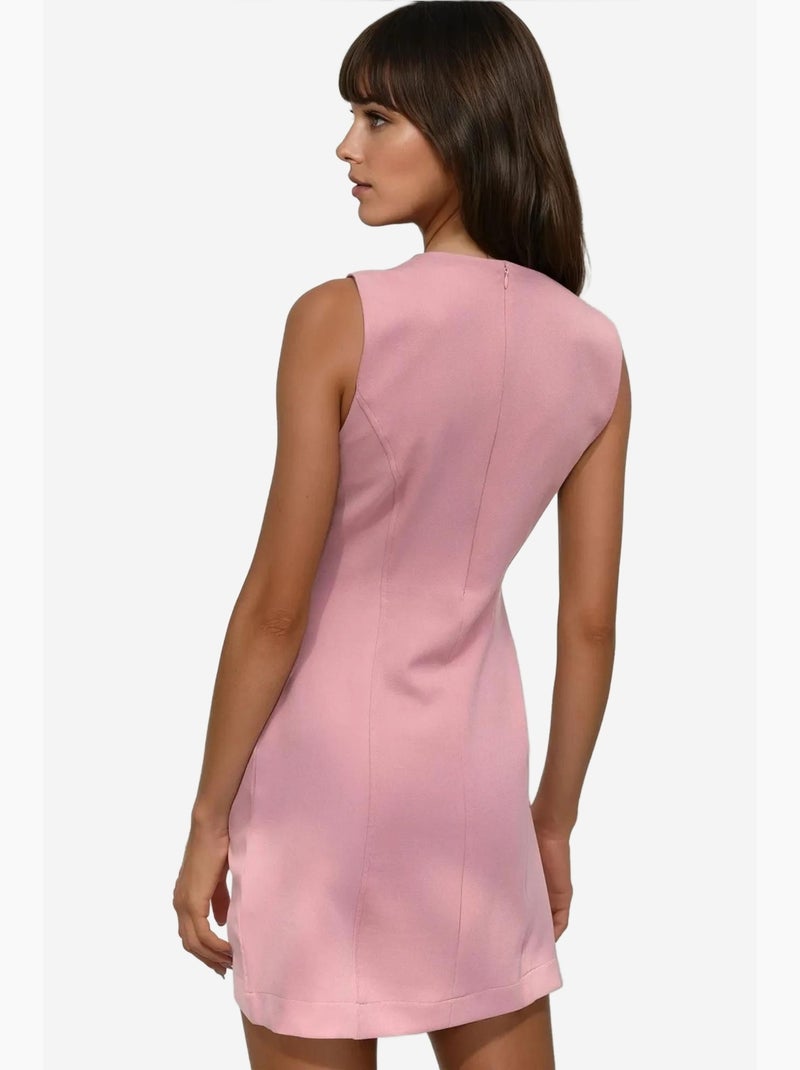 Vestido mini justo com decote redondo e botões hiccup Rosa-pálido - Kiabi