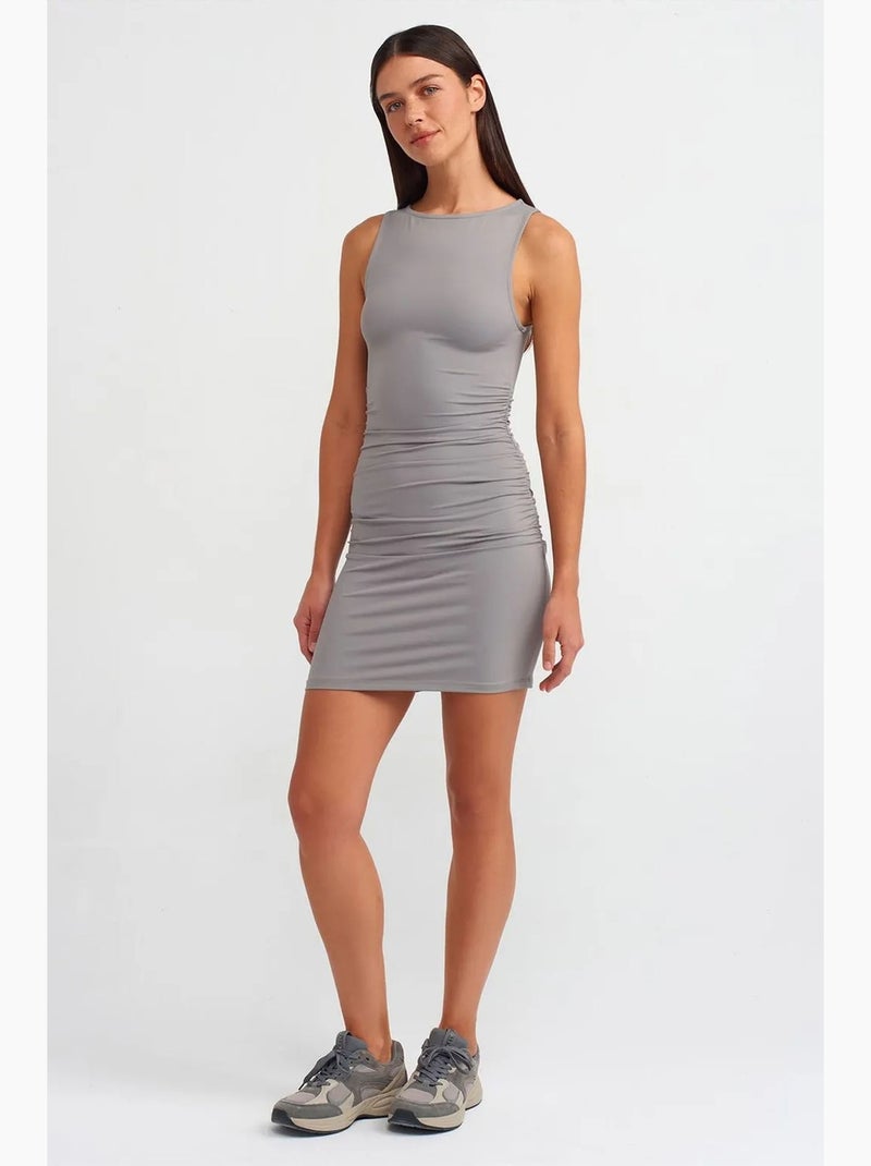 Vestido mini justo com drapeado dilvin Cinza - Kiabi