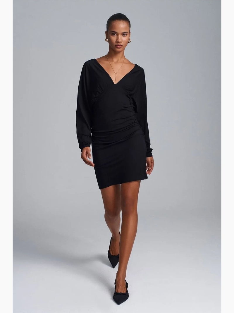 Vestido mini justo com drapeado dilvin Preto - Kiabi