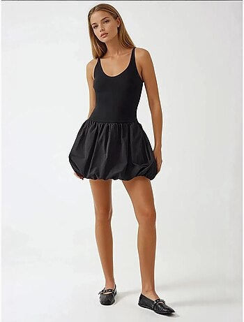 Vestido mini justo com saia balão hiccup