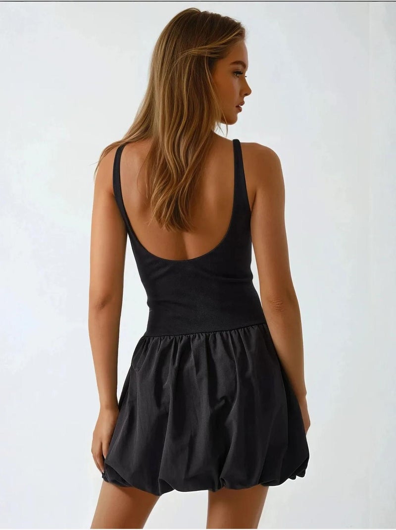 Vestido mini justo com saia balão hiccup Preto - Kiabi