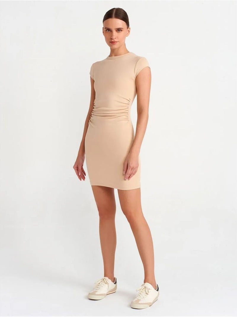 Vestido mini justo de mulher dilvin Bege-argila - Kiabi
