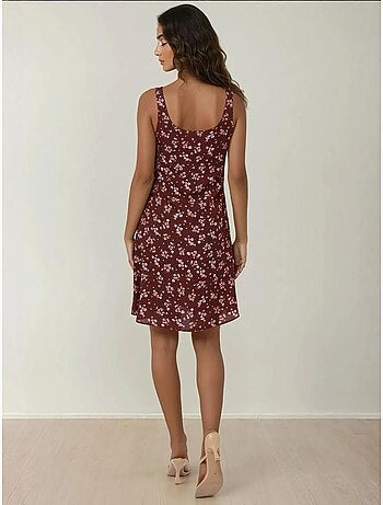 Vestido mini justo estampado com decote em u hiccup