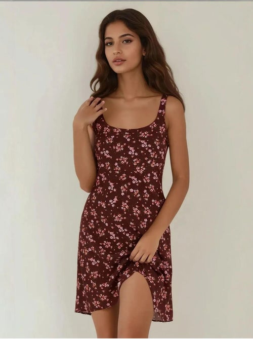 Vestido mini justo estampado com decote em u hiccup - Kiabi