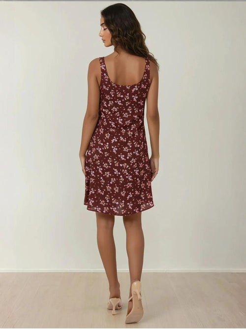 Vestido mini justo estampado com decote em u hiccup - Kiabi