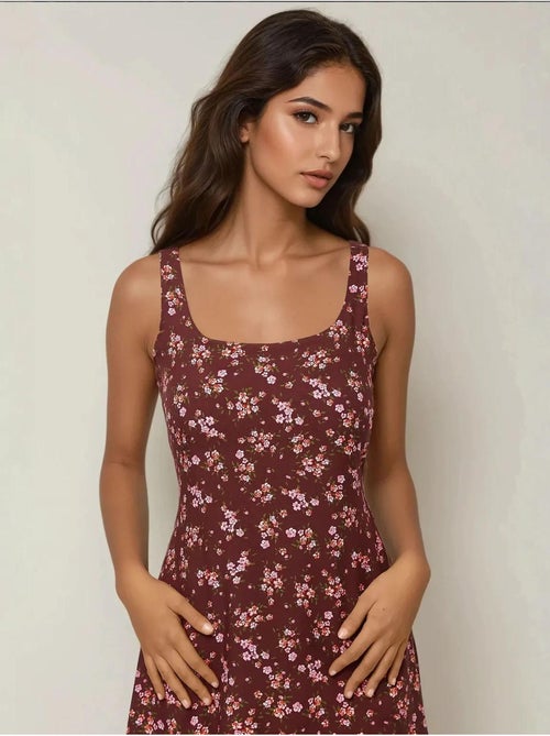 Vestido mini justo estampado com decote em u hiccup - Kiabi
