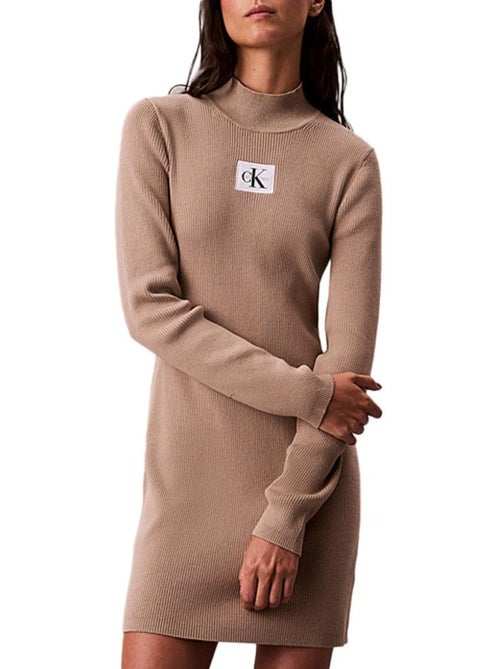 Vestido Mini Marron Calvin Klein Jeans com Gola - Kiabi