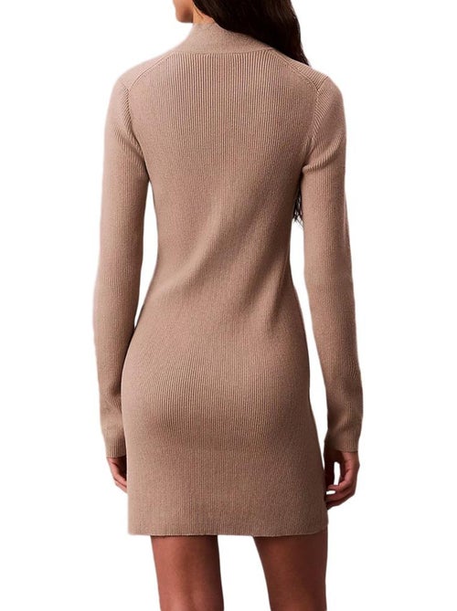 Vestido Mini Marron Calvin Klein Jeans com Gola - Kiabi