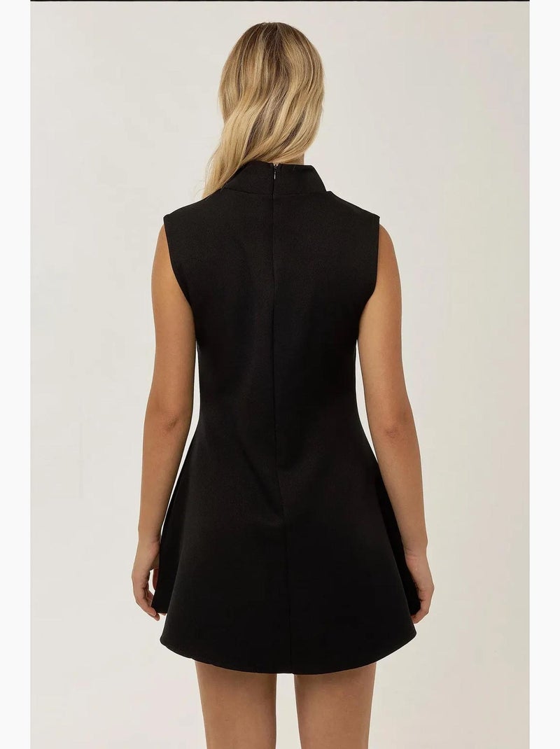 Vestido mini preto de gola alta hiccup Preto - Kiabi