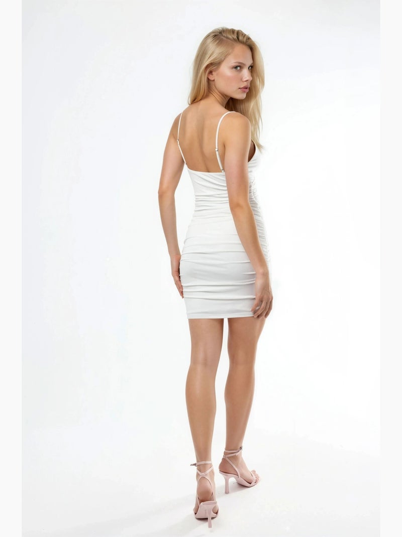 Vestido mini sandy franzido hiccup Branco - Kiabi