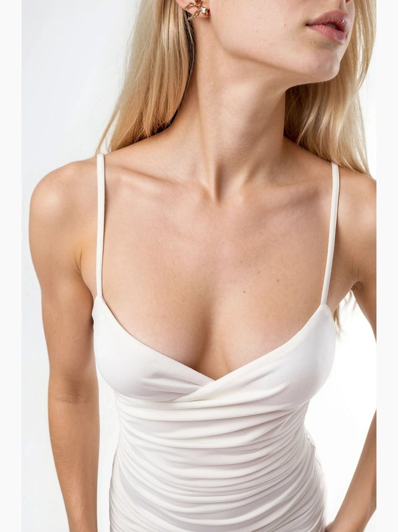 Vestido mini sandy franzido hiccup Branco - Kiabi