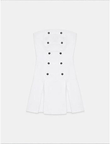Vestido mini sem alças com detalhe de botões dilvin