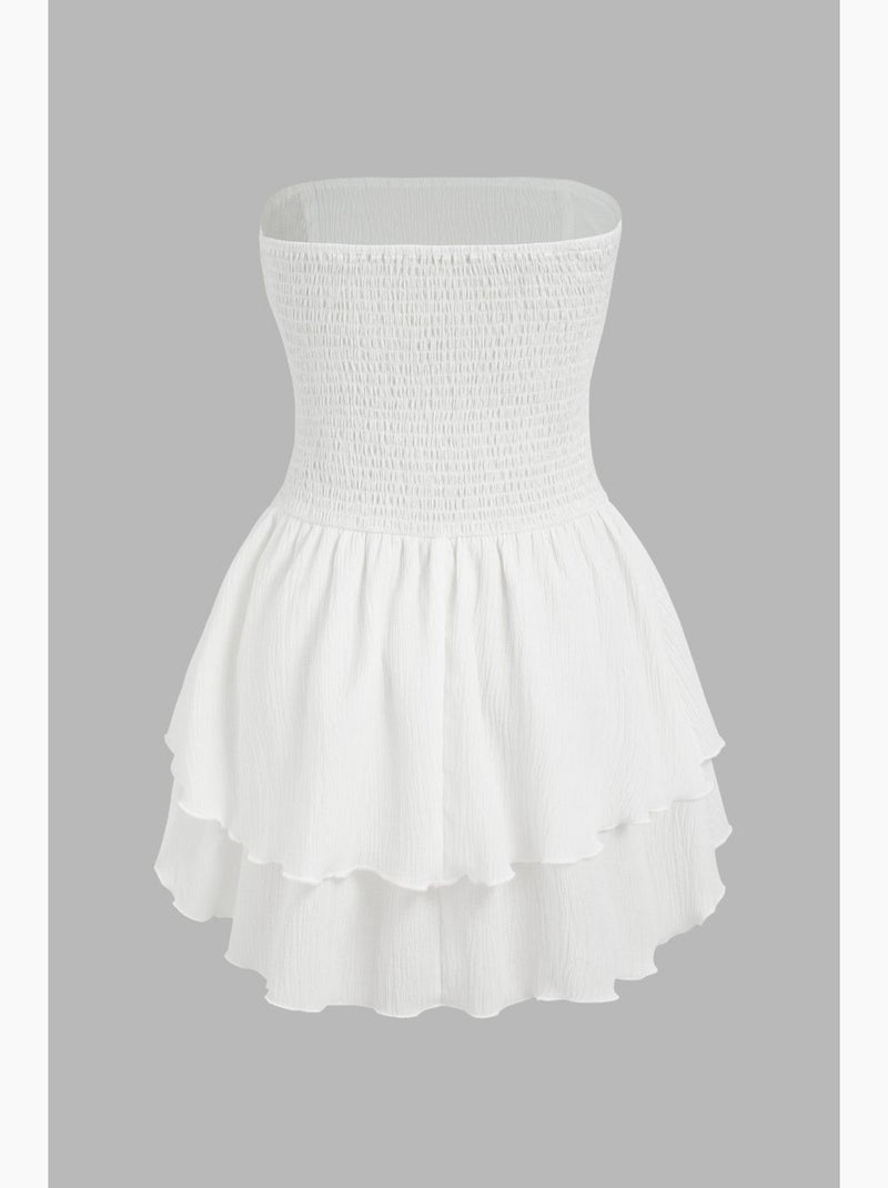 Vestido mini sem alças com folhos hiccup Branco sujo - Kiabi