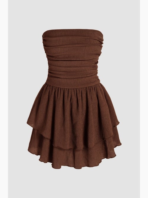 Vestido mini sem alças com folhos hiccup - Kiabi