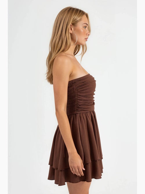Vestido mini sem alças com folhos hiccup - Kiabi
