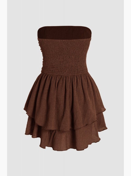 Vestido mini sem alças com folhos hiccup - Kiabi