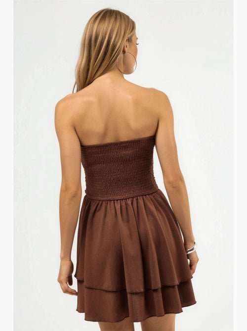 Vestido mini sem alças com folhos hiccup - Kiabi