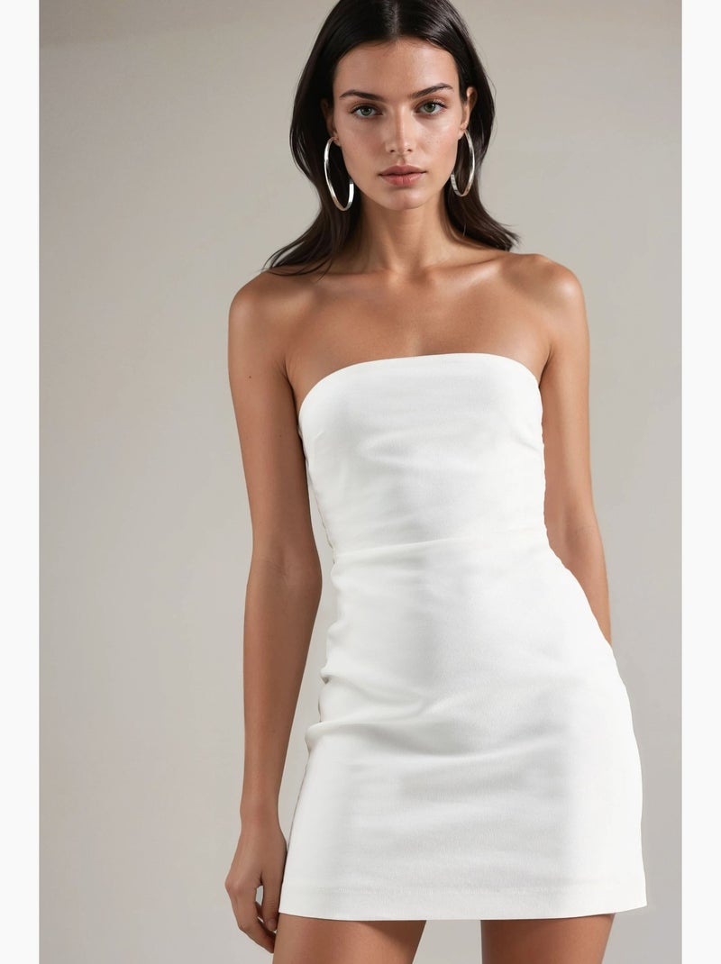 Vestido mini sem alças hiccup Branco sujo - Kiabi