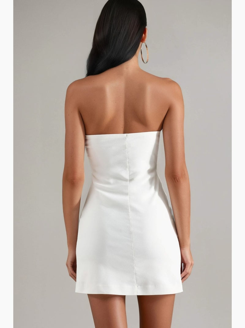 Vestido mini sem alças hiccup Branco sujo - Kiabi