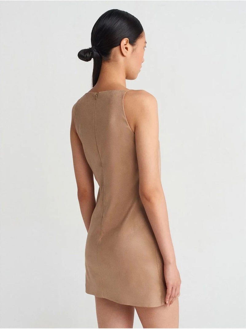 Vestido mini sem mangas com fecho de correr dilvin Greige - Kiabi
