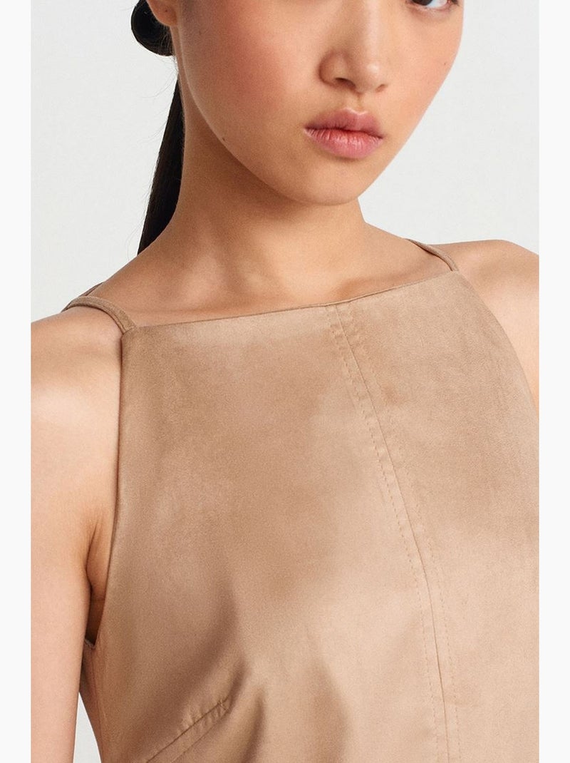 Vestido mini sem mangas com fecho de correr dilvin Greige - Kiabi