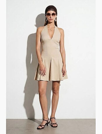 Vestido mini skater com decote halter dilvin