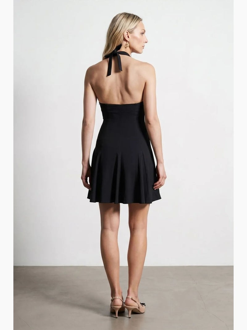 Vestido mini skater com decote halter dilvin Preto - Kiabi