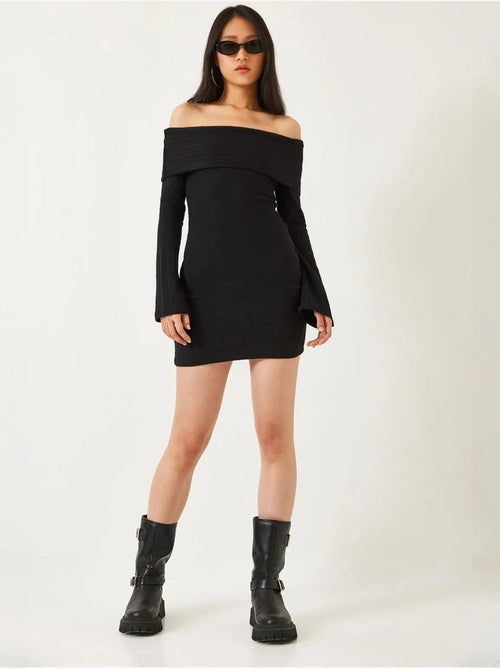 Vestido mini slim fit com ombros descobertos lucci - Kiabi