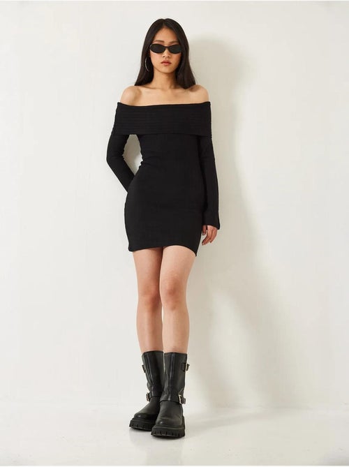 Vestido mini slim fit com ombros descobertos lucci - Kiabi