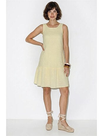 Vestido mini smock de musselina de algodão bordada lucci