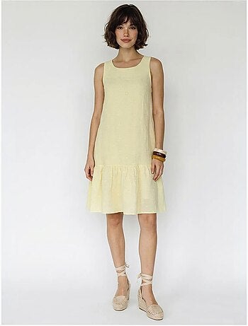 Vestido mini smock de musselina de algodão bordada lucci