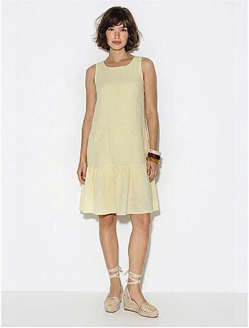 Vestido mini smock de musselina de algodão bordada lucci