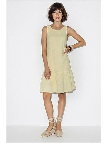 Vestido mini smock de musselina de algodão bordada lucci