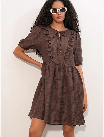 Vestido mini smock feminino em linha a bdart