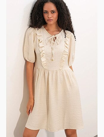 Vestido mini smock feminino em linha a bdart