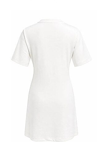 Vestido mini t-shirt com decote redondo e acessório em pedra mixray