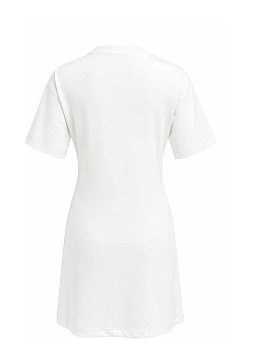 Vestido mini t-shirt com decote redondo e acessório em pedra mixray - Kiabi Vestido mini t-shirt com decote redondo e acessório em pedra mixray - Kiabi