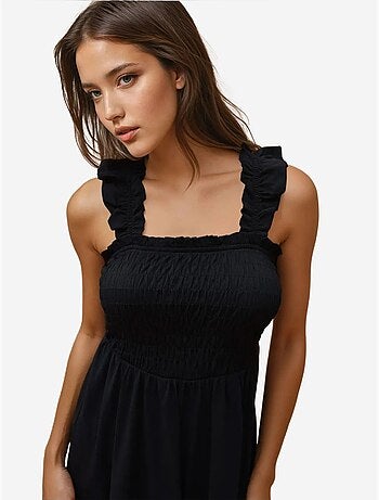 Vestido mini texturizado com decote quadrado hiccup