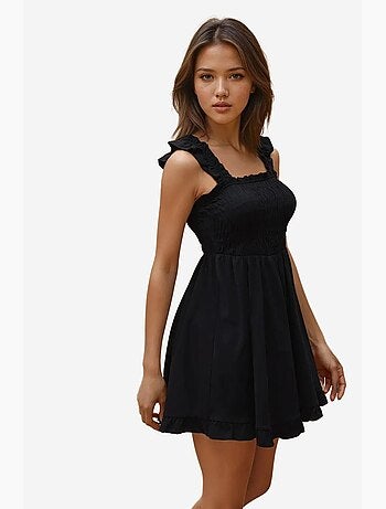 Vestido mini texturizado com decote quadrado hiccup