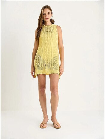Vestido mini transparente em malha texturada lucci
